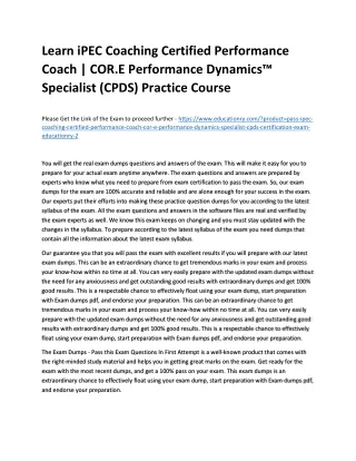 Learn iPEC Coaching Certified Performance Coach | COR.E Performance Dynamics™ Sp