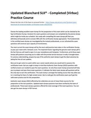 Updated Blanchard SLII® - Completed (Virbac) Practice Course