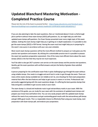 Updated Blanchard Mastering Motivation - Completed Practice Course