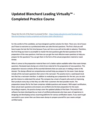 Updated Blanchard Leading Virtually™ - Completed Practice Course