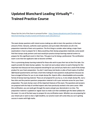 Updated Blanchard Leading Virtually™ - Trained Practice Course