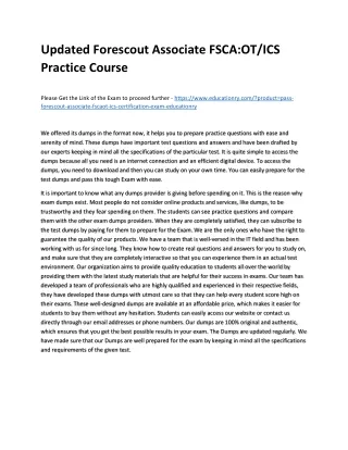 Updated Forescout Associate FSCA:OT/ICS Practice Course