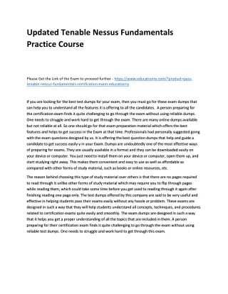 Updated Tenable Nessus Fundamentals Practice Course