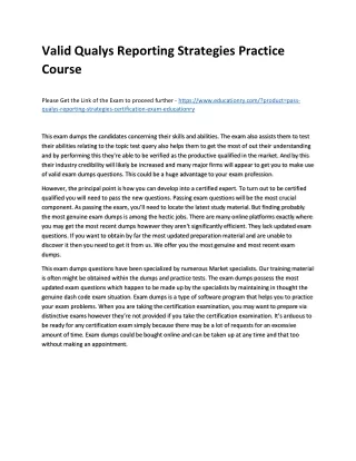 Valid Qualys Reporting Strategies Practice Course