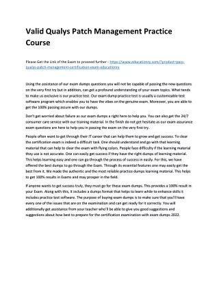 Valid Qualys Patch Management Practice Course