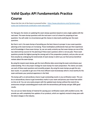 Valid Qualys API Fundamentals Practice Course