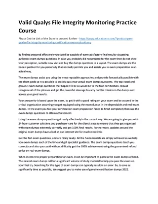 Valid Qualys File Integrity Monitoring Practice Course