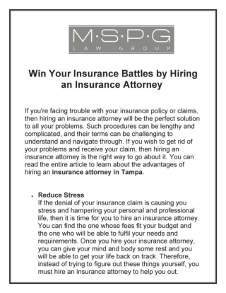 Insurance attorney in Tampa.