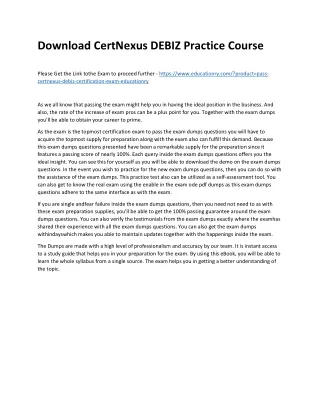 Download CertNexus DEBIZ Practice Course