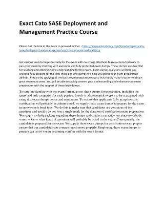 Exact Cato SASE Deployment and Management Practice Course