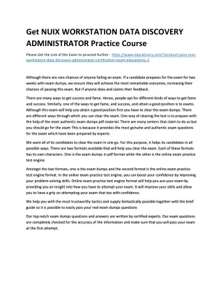 Get NUIX WORKSTATION DATA DISCOVERY ADMINISTRATOR Practice Course