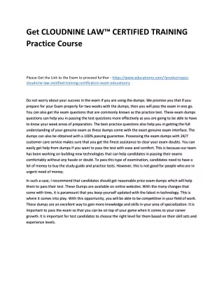 Get CLOUDNINE LAW™ CERTIFIED TRAINING Practice Course