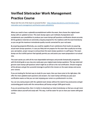 Verified Sitetracker Work Management Practice Course