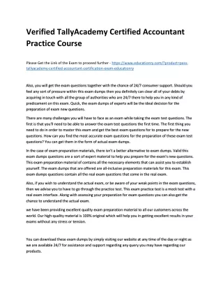 Verified TallyAcademy Certified Accountant Practice Course