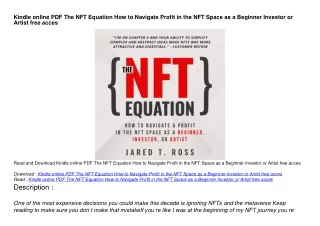 Kindle online PDF The NFT Equation How to Navigate Profit in the NFT Space as a