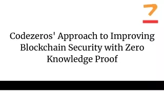 Codezeros' Approach to Improving Blockchain Security with Zero Knowledge Proof