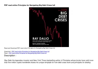 PDF read online Principles for Navigating Big Debt Crises full