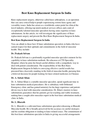 Best Knee Replacement Surgeon In India