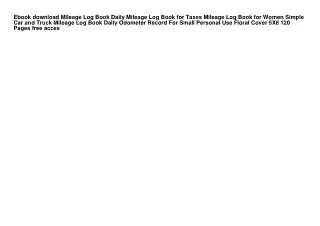 Ebook download Mileage Log Book Daily Mileage Log Book for Taxes Mileage Log Boo