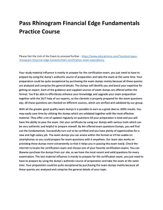 Pass Rhinogram Financial Edge Fundamentals Practice Course