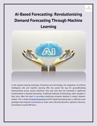 AI-Based Forecasting: Demand Forecasting Through Machine Learning