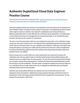 Authentic DuploCloud Cloud Data Engineer Practice Course