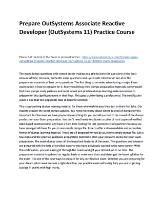 Prepare OutSystems Associate Reactive Developer (OutSystems 11) Practice Course
