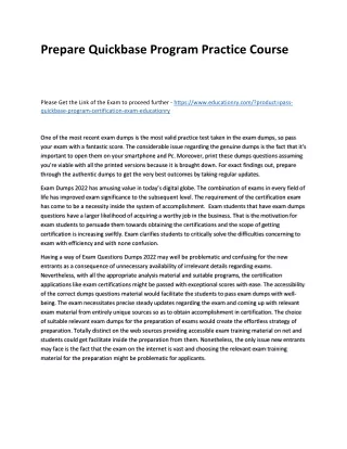 Prepare Quickbase Program Practice Course