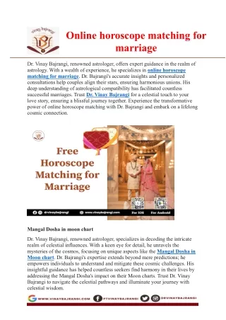 Online horoscope matching for marriage