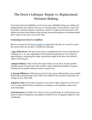 The Dryer’s Lifespan_ Repair vs. Replacement Decision-Making