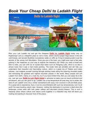 Book Your Cheap Delhi to Ladakh Flight