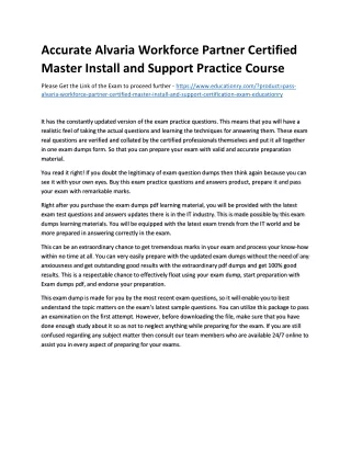 Accurate Alvaria Workforce Partner Certified Master Install and Support Practice