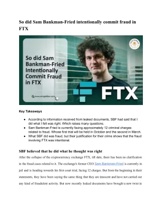 So did Sam Bankman-Fried intentionally commit fraud in FTX