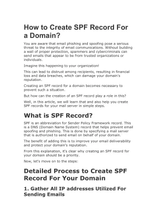 How to Create SPF Record For a Domain