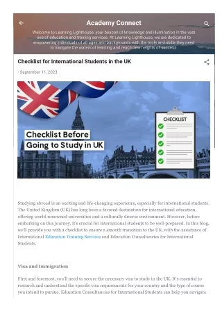 Checklist for International Students in the UK