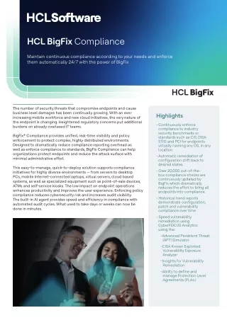 Maintaining Continuous Compliance with HCL BigFix