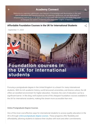 Affordable Foundation Courses in the UK for International Students