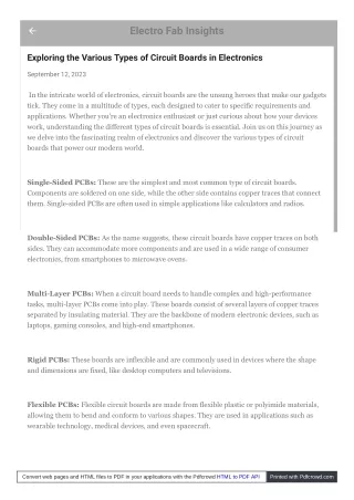 Exploring the Various Types of Circuit Boards in Electronics