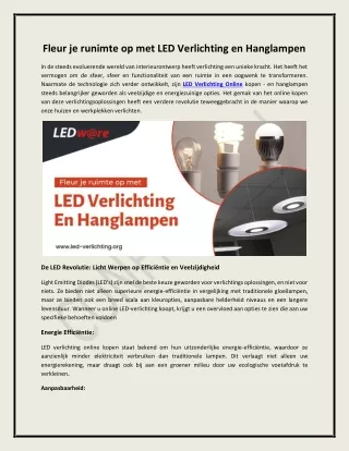 Fleur je runimte op met LED Verlichting en Hanglampen