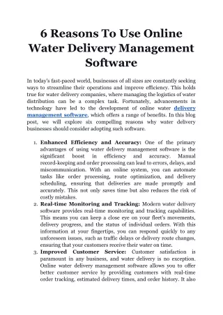 6 Reasons To Use Online Water Delivery Management Software