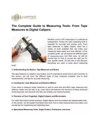 The Complete Guide to Measuring Tools_ From Tape Measures to Digital Calipers