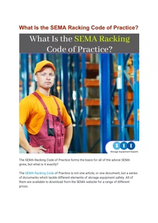 What Is the SEMA Racking Code of Practice?