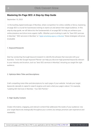 Mastering On-Page SEO A Step-by-Step Guide
