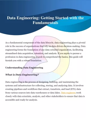 Data Engineering Getting Started with the Fundamentals