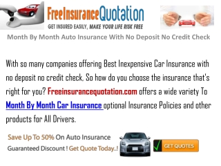 Month To Month Auto Insurance With No Deposit No Credit