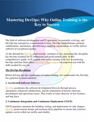 Mastering DevOps Why Online Training is the Key to Success