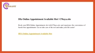 Dfa Online Appointment Available Slot  C9taya.site