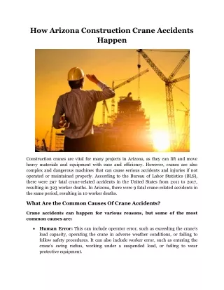 How Arizona Construction Crane Accidents Happen