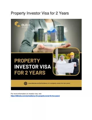 Property Investor Visa for 2 Years