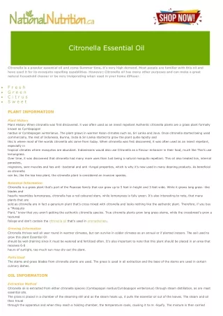 Citronella Essential Oil